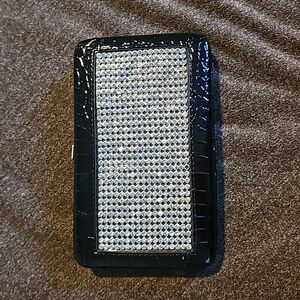 Rhinestone embossed black clutch